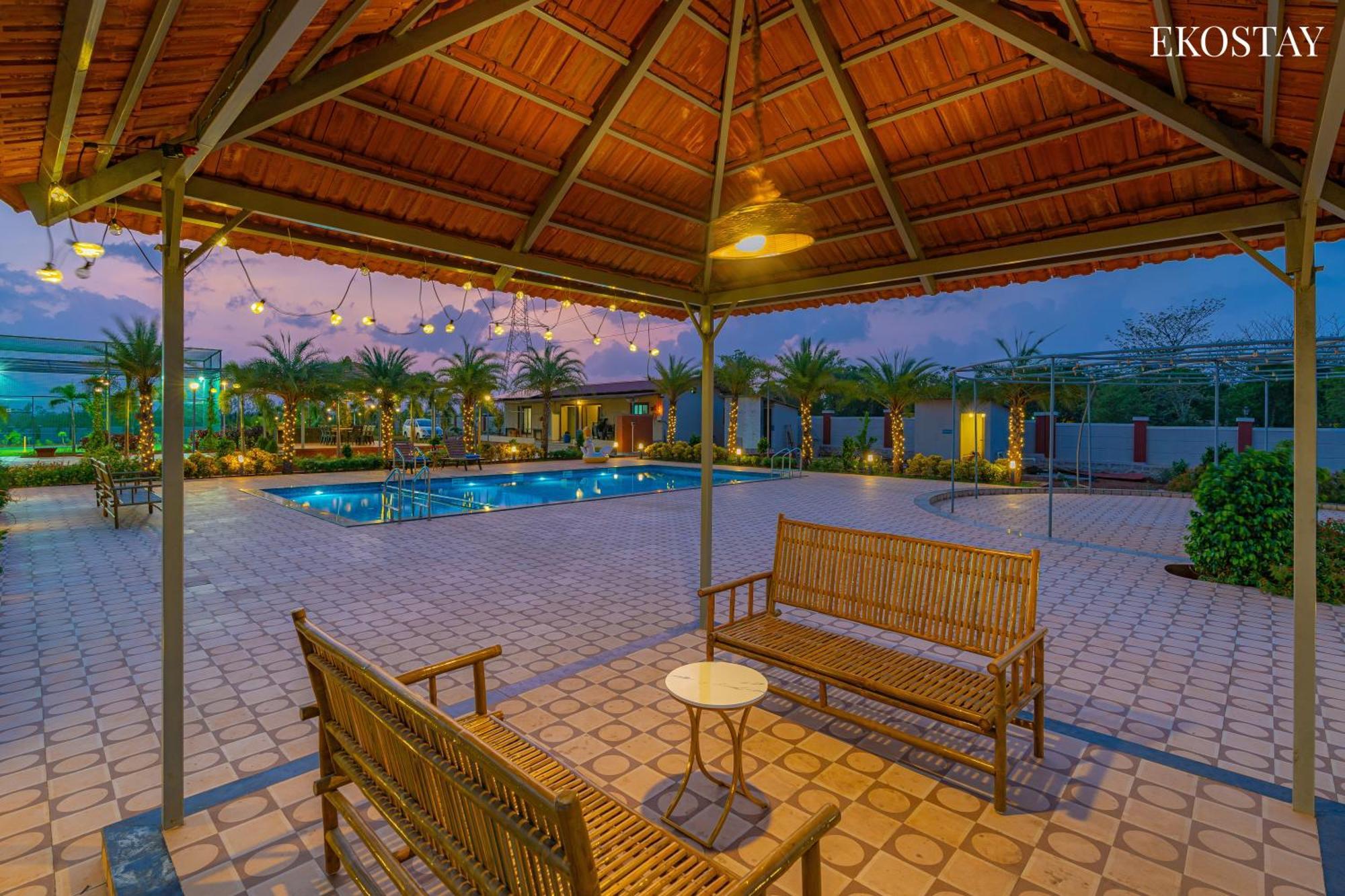 Ekostay Gold Palm Estate I Cricket Turf I Rain Dance I 2 Acre Property คาร์จัต ภายนอก รูปภาพ